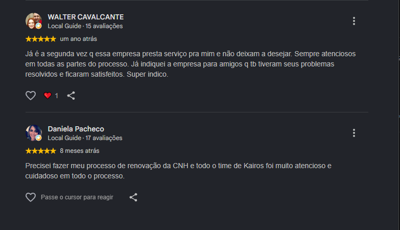 Print original com duas avaliações reais da Kairós Transit, imagem 3